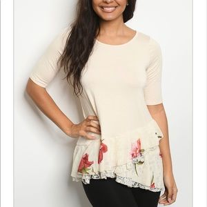 Sale! Cream Floral Tunic Top